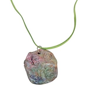 Victorian Era Floral Motif Stamped Air Dry Clay Necklace